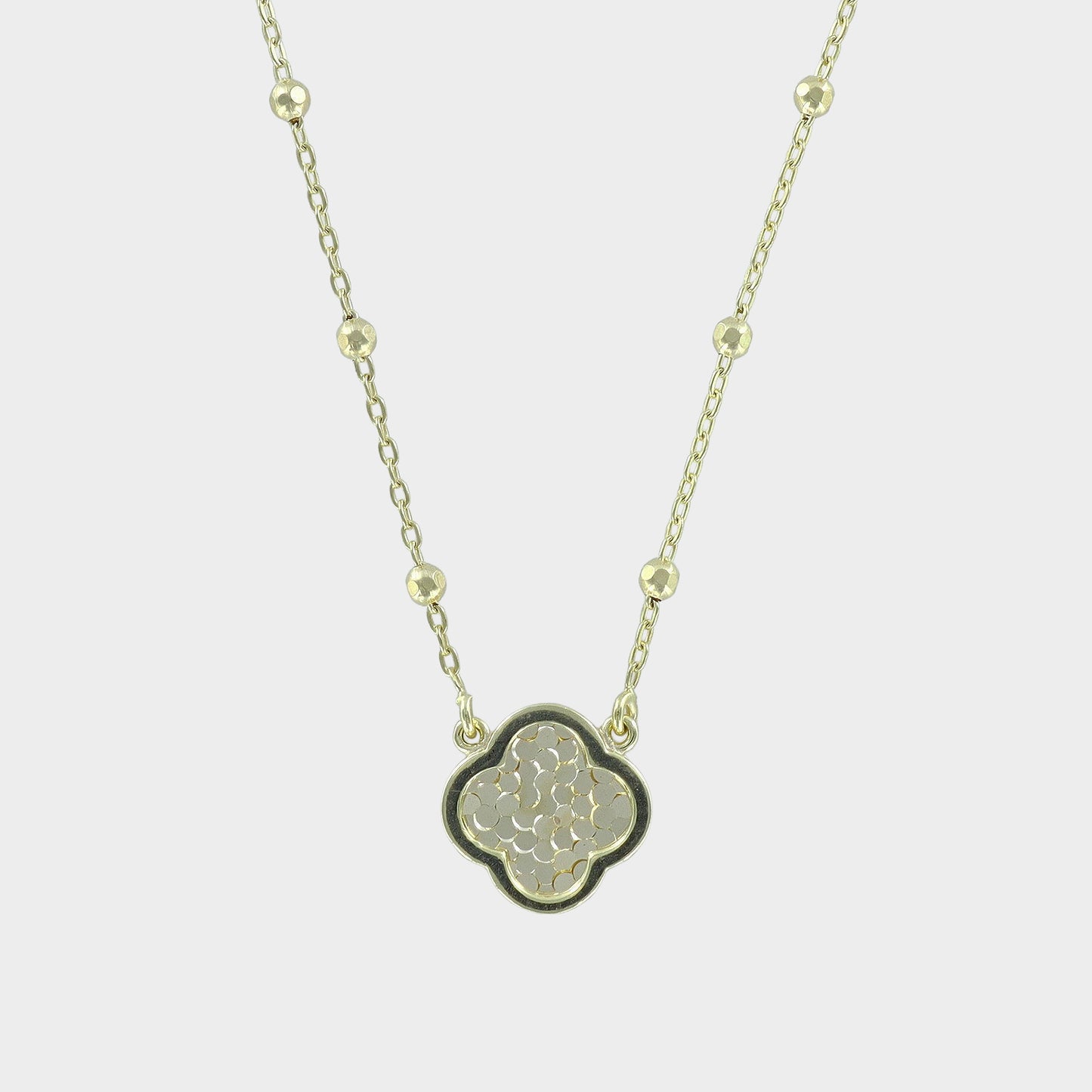 Disco Clover Necklace 9ct Yellow Gold