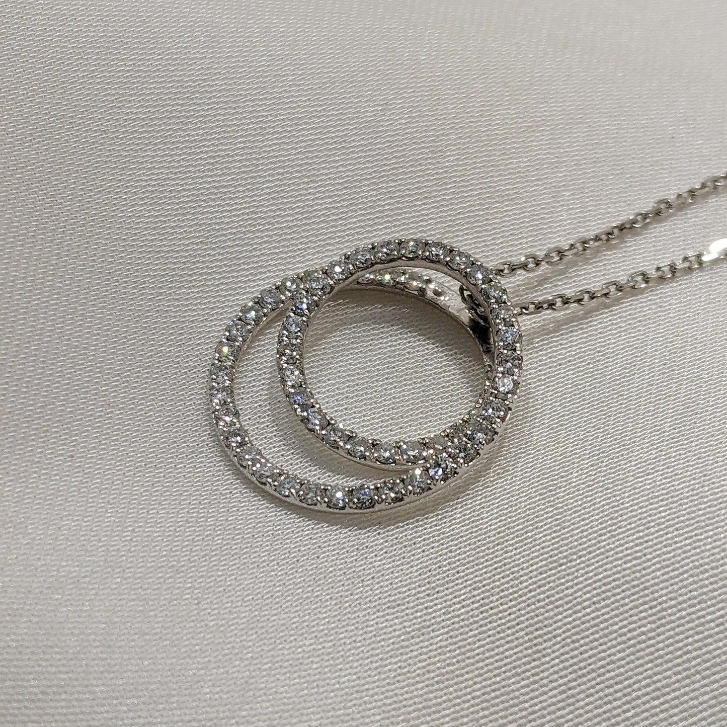 Double Circle of Life Necklace 9ct White Gold