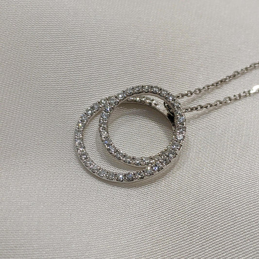 Double Circle of Life Necklace 9ct White Gold