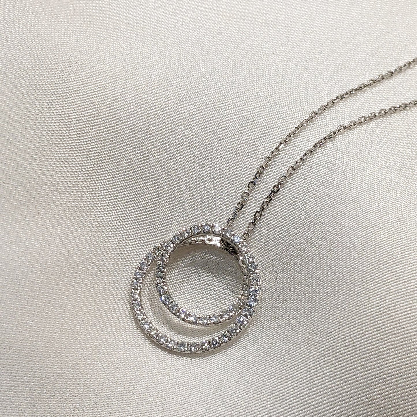 Double Circle of Life Necklace 9ct White Gold