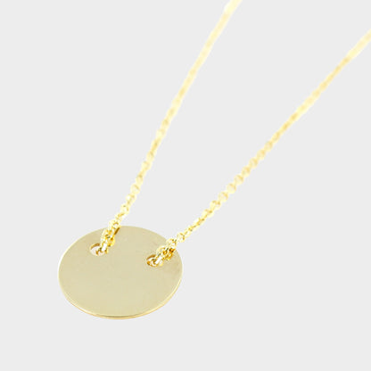 Engravable Disc Pendant 9ct Yellow Gold