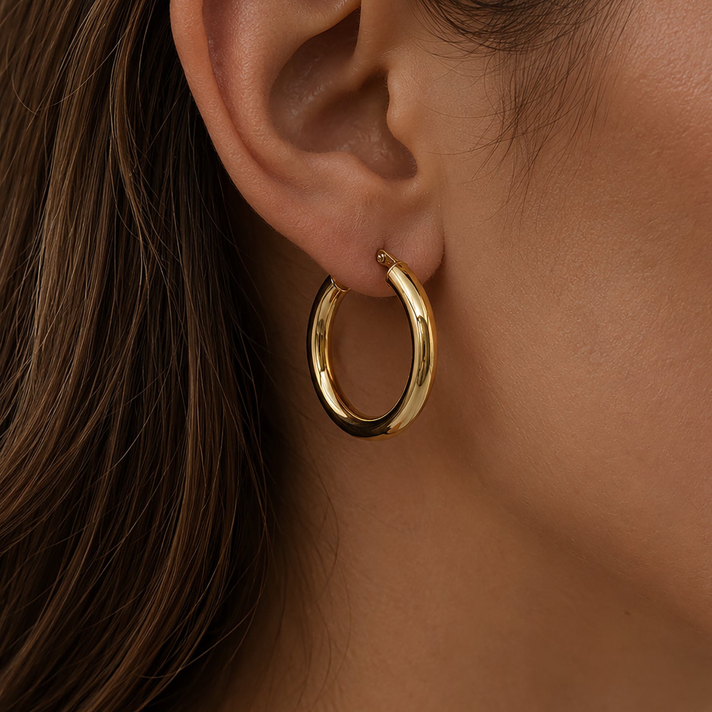 Polished 9ct Yellow Gold Hoops 25mm
