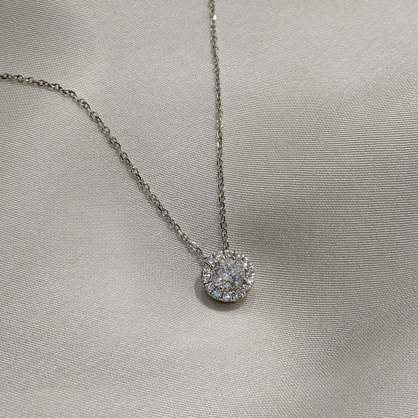 Diamond Halo Pendant 18ct White Gold