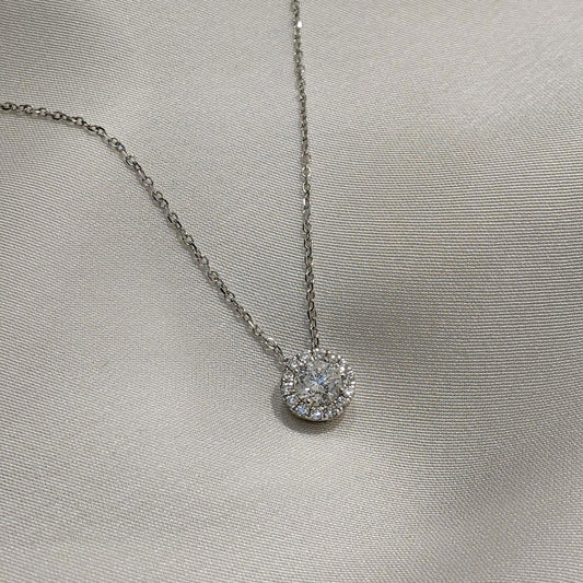 Diamond Halo Pendant 18ct White Gold
