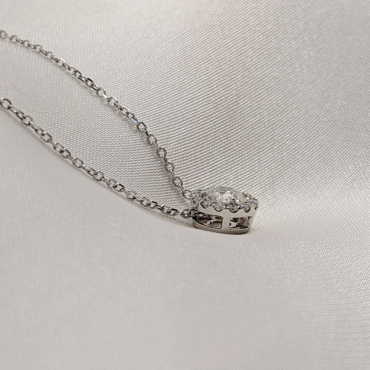 Diamond Halo Pendant 18ct White Gold