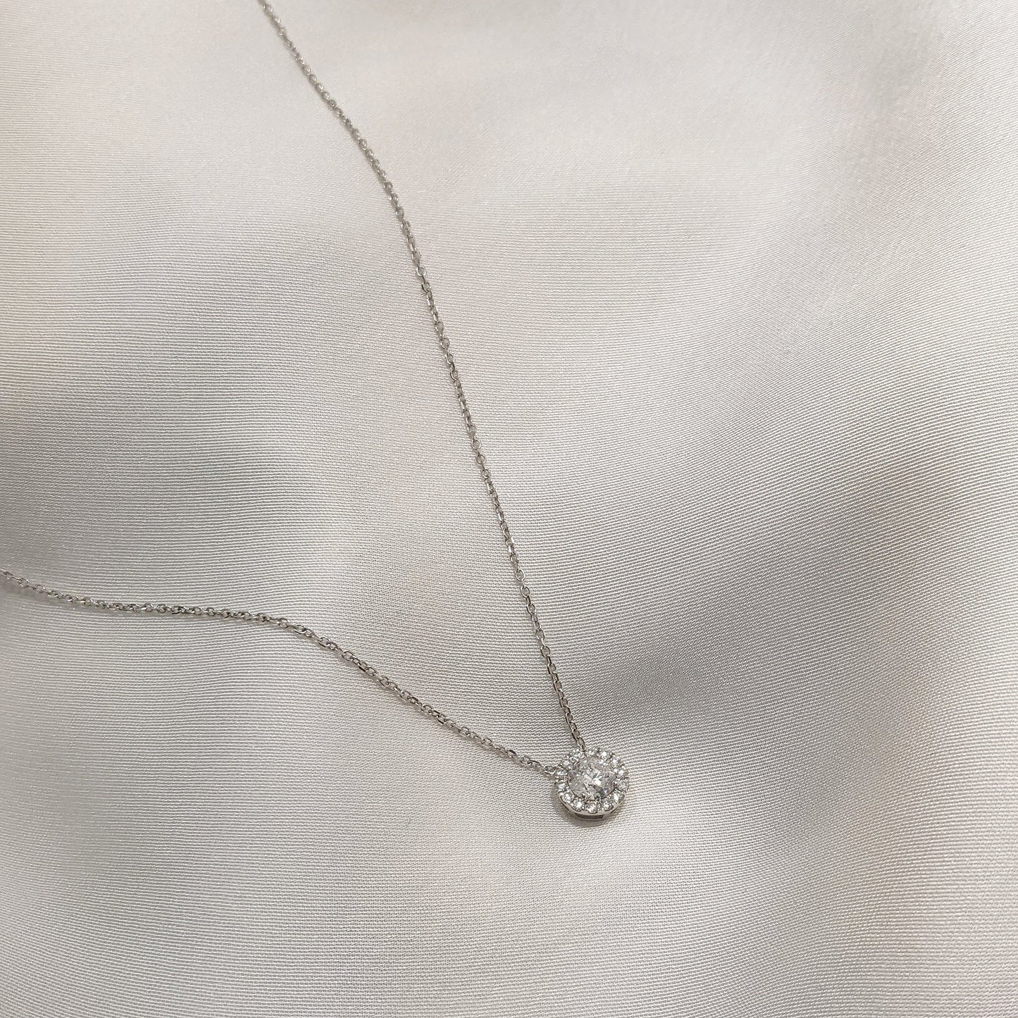 Diamond Halo Pendant 18ct White Gold