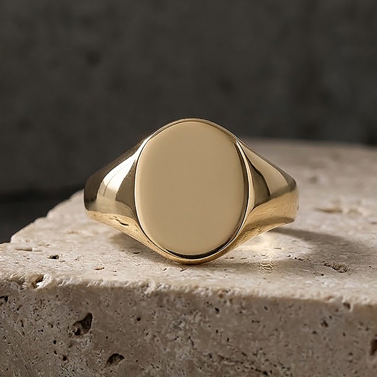 Heavy Oval Shape Signet 9ct Yellow Gold