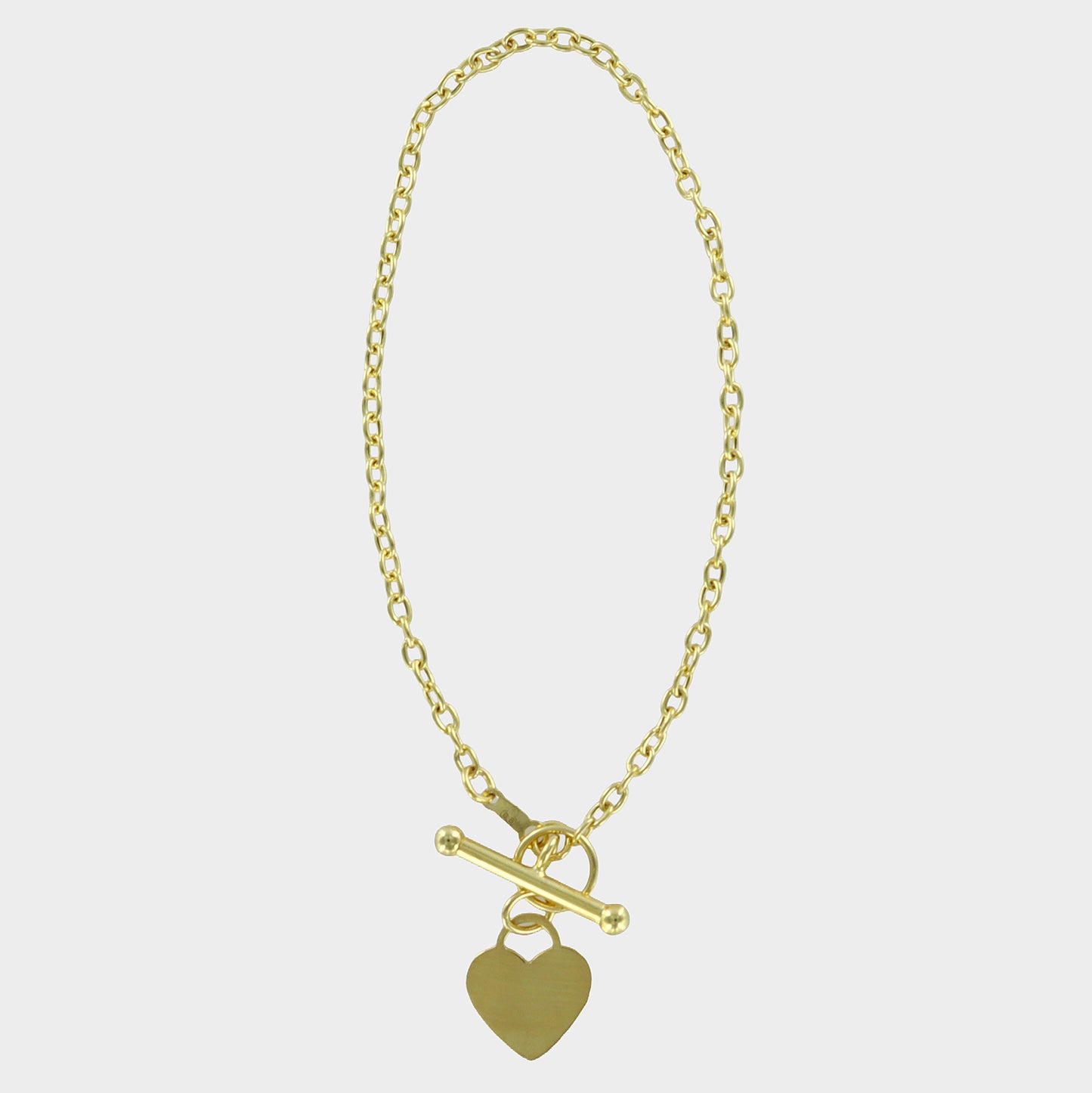 Mini Heart & T-Bar Bracelet Engraveable 9ct Yellow Gold