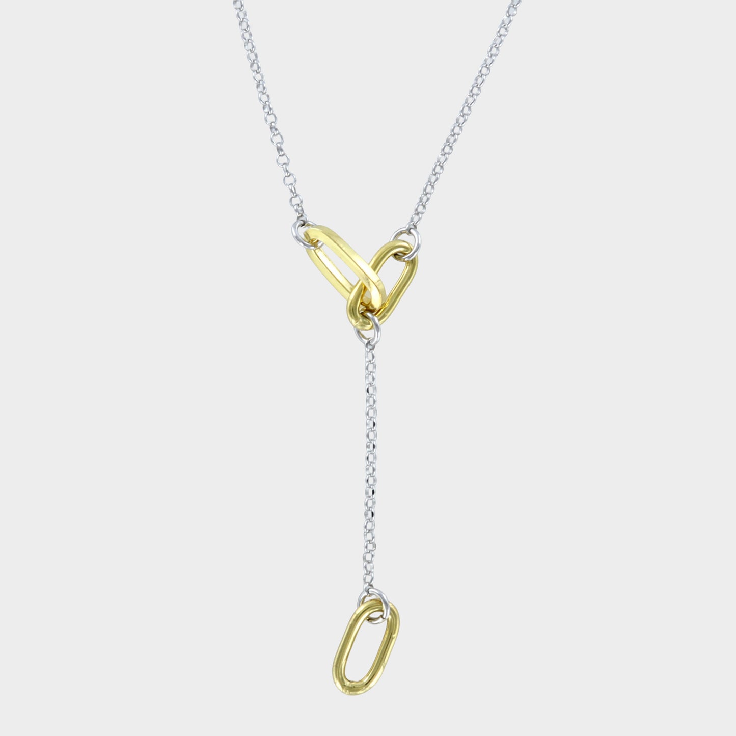 Paper Link Drop Necklace Sterling Silver & Gold Vermeil