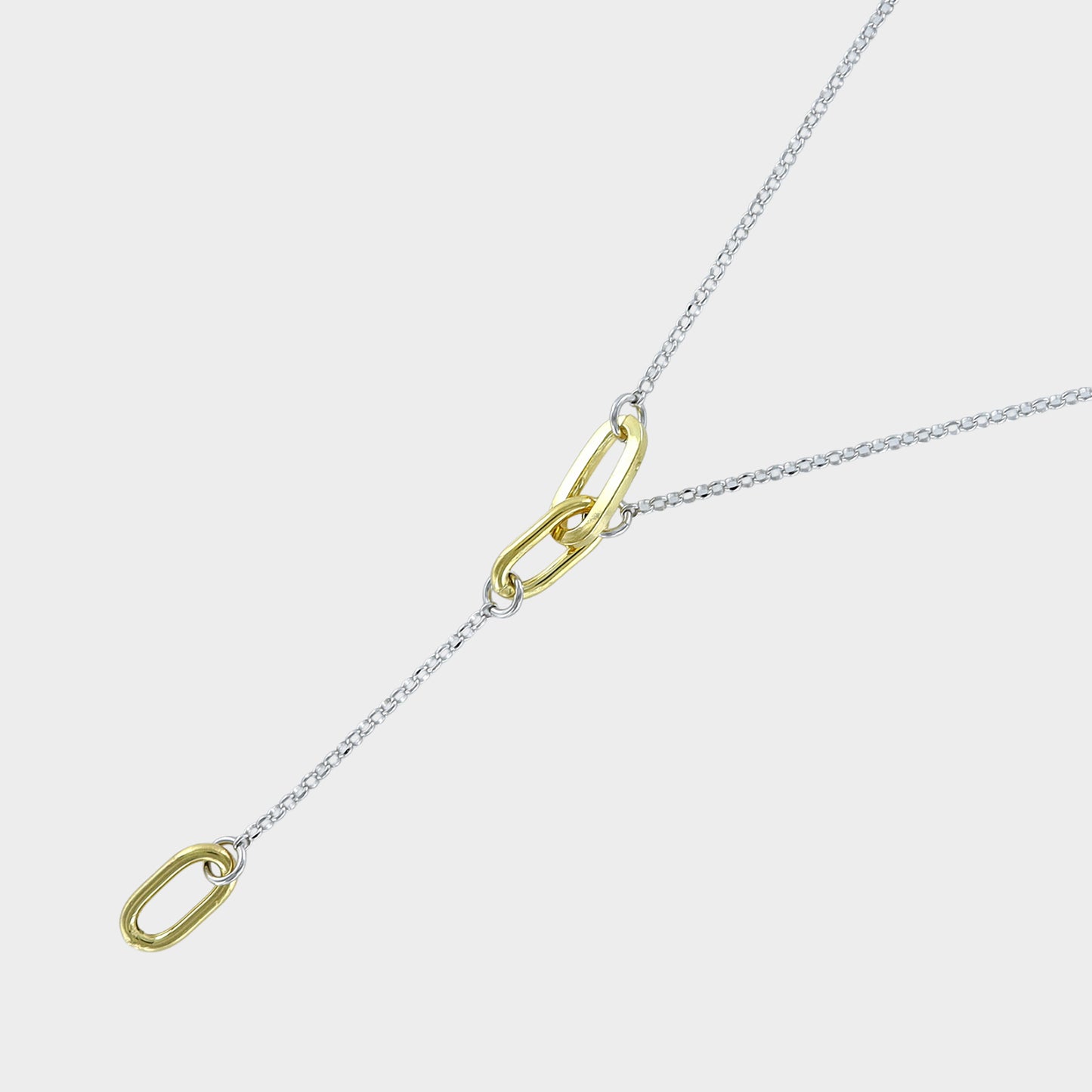 Paper Link Drop Necklace Sterling Silver & Gold Vermeil