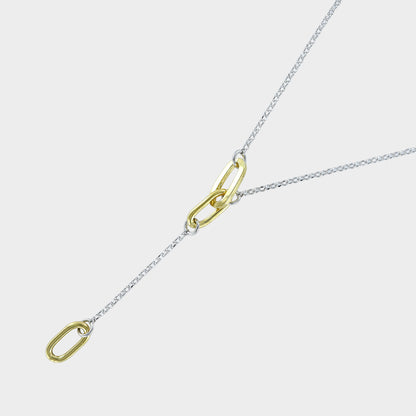 Paper Link Drop Necklace Sterling Silver & Gold Vermeil