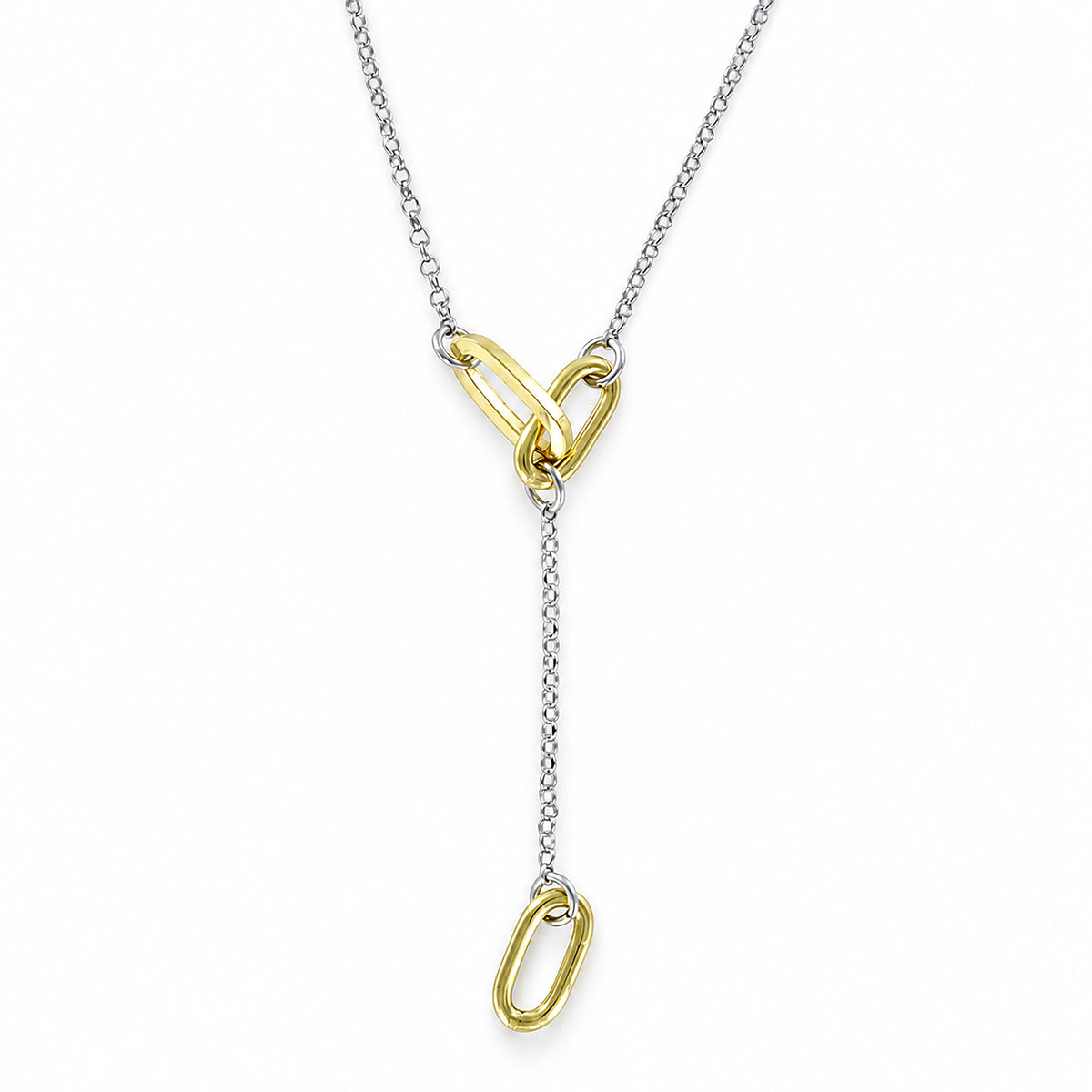 Paper Link Drop Necklace Sterling Silver & Gold Vermeil
