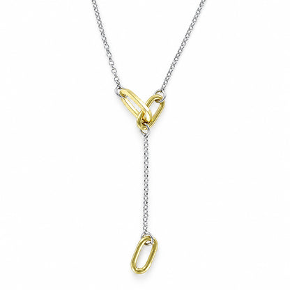 Paper Link Drop Necklace Sterling Silver & Gold Vermeil