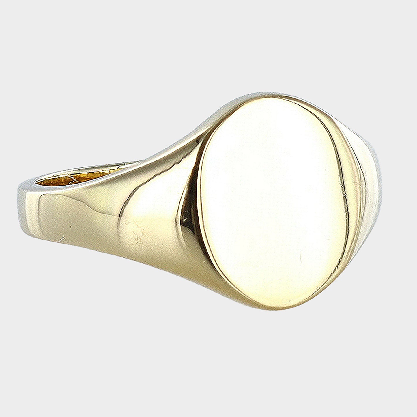 Heavy Oval Shape Signet 9ct Yellow Gold