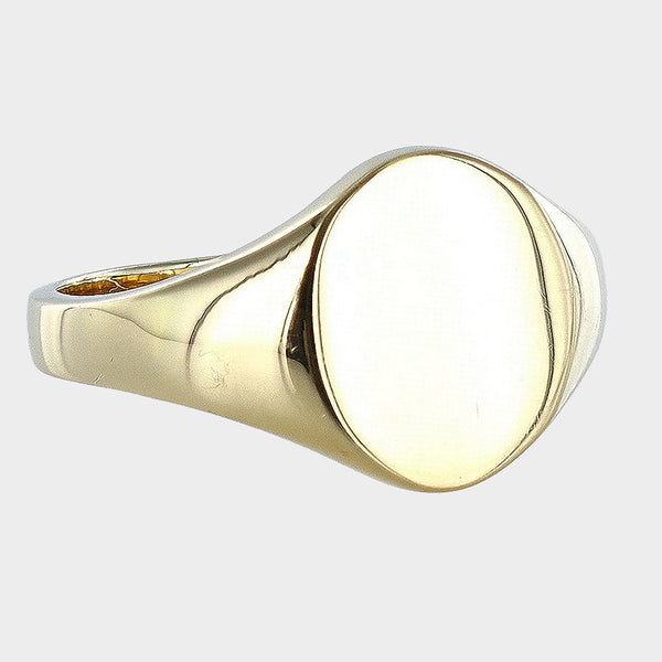 Heavy Oval Shape Signet 9ct Yellow Gold