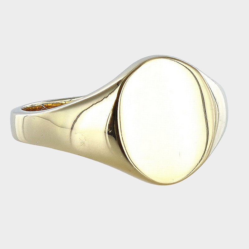 Heavy Oval Shape Signet 9ct Yellow Gold