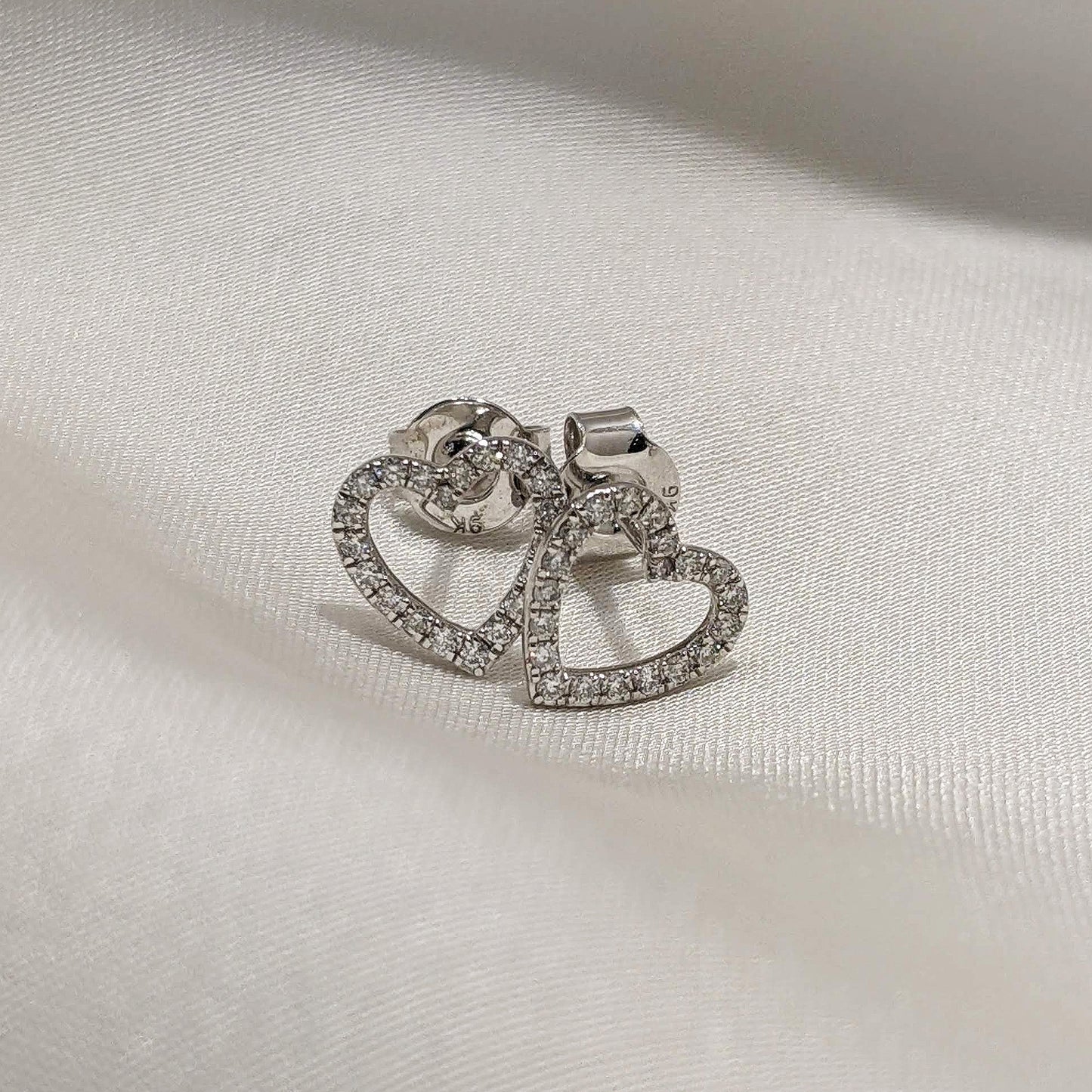 Diamond Heart-Shape Studs