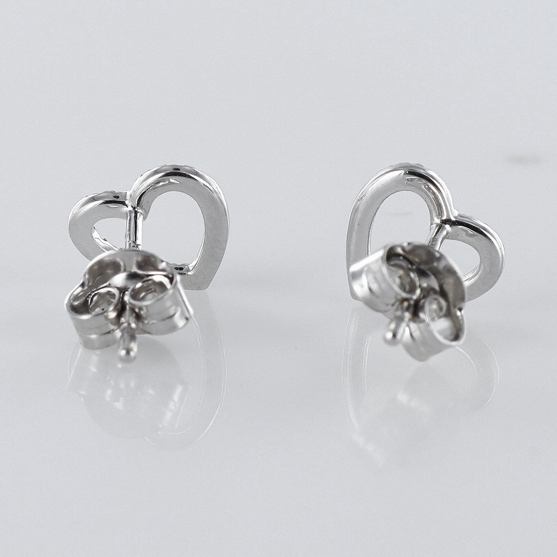 Diamond-Set Heart Shape Studs 9ct White Gold