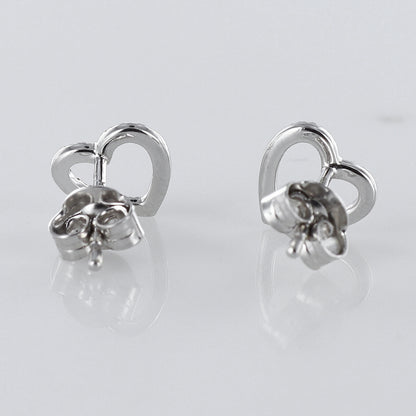 Diamond-Set Heart Shape Studs 9ct White Gold