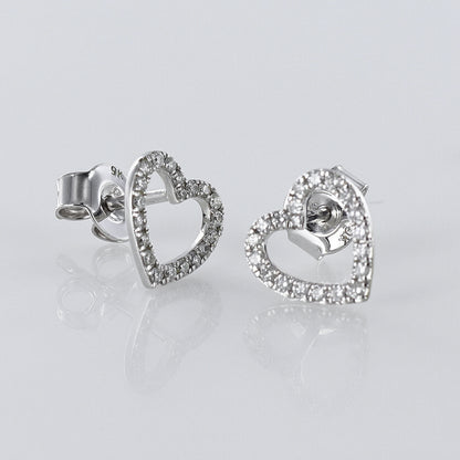 Diamond-Set Heart Shape Studs 9ct White Gold