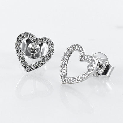 Diamond-Set Heart Shape Studs 9ct White Gold
