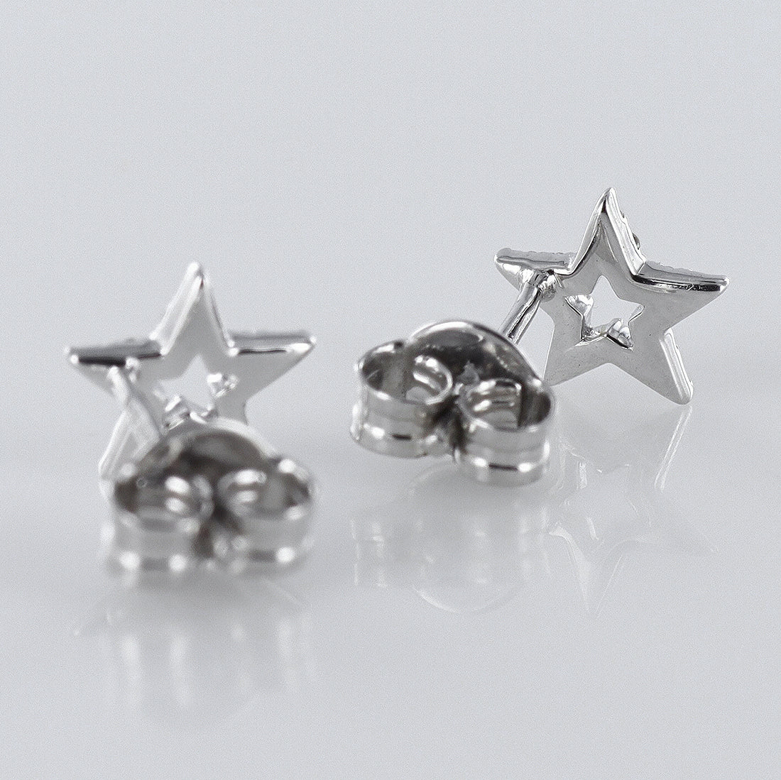 Star Diamond Studs 9ct White Gold