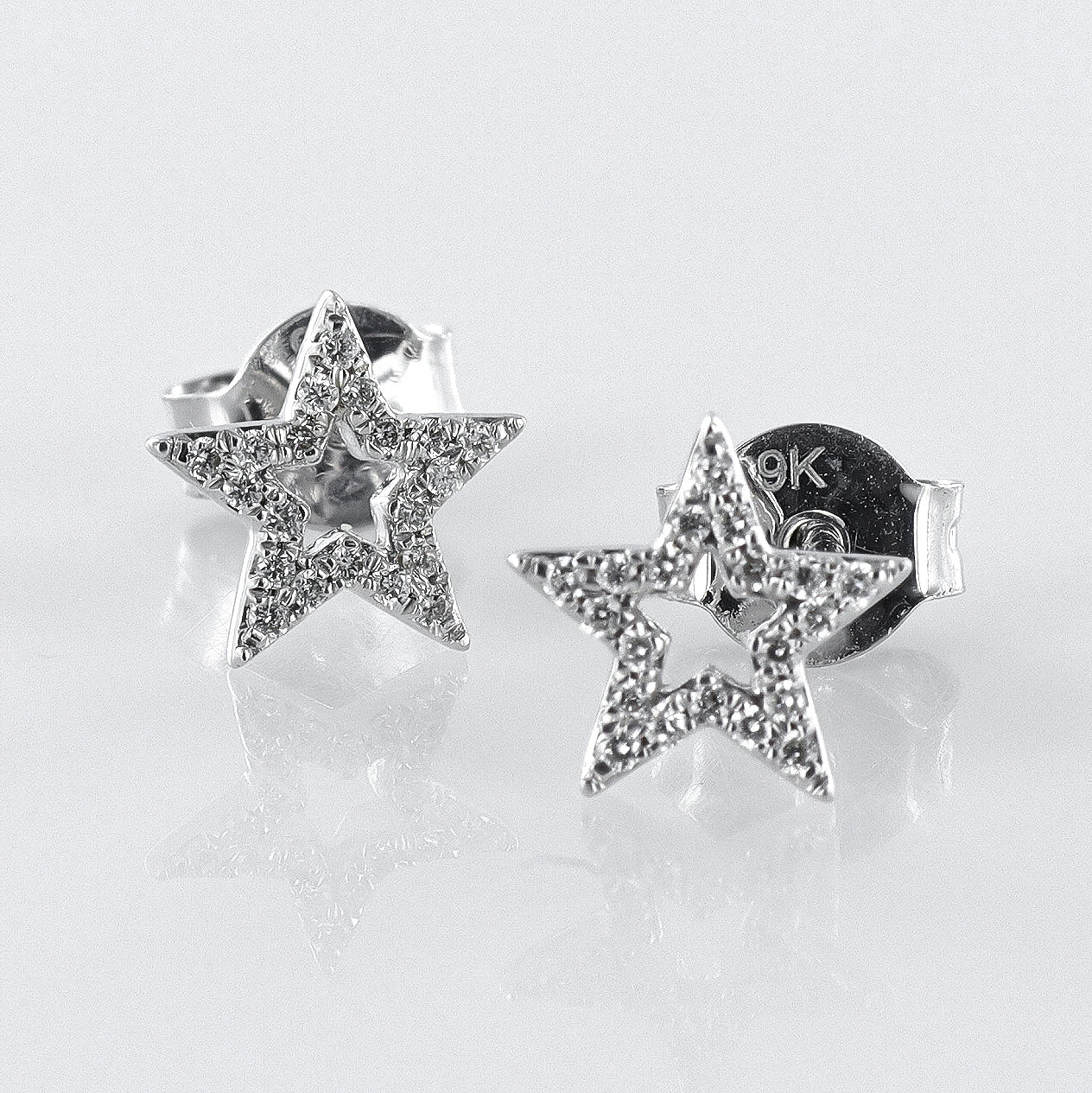Star Diamond Studs 9ct White Gold