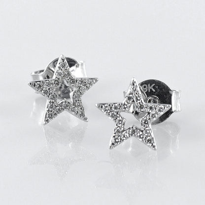 Star Diamond Studs 9ct White Gold