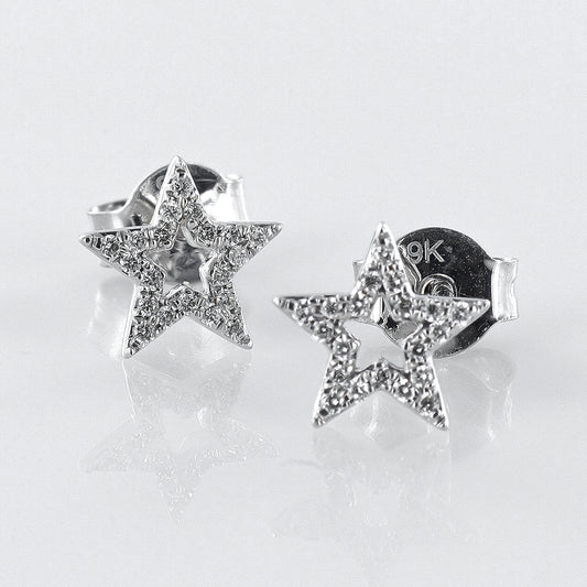Star Diamond Studs 9ct White Gold