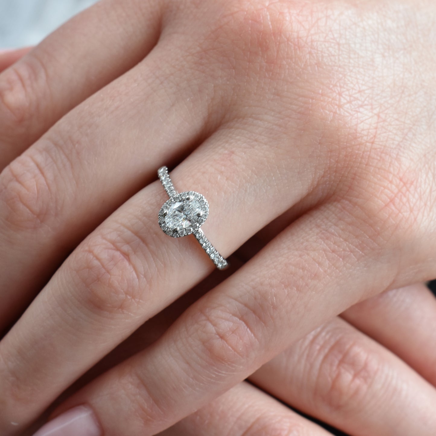 Oval Diamond Halo Engagement Ring