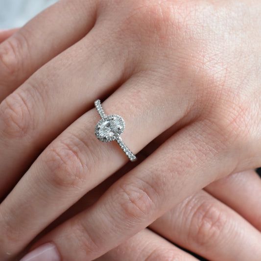 Oval Diamond Halo Engagement Ring