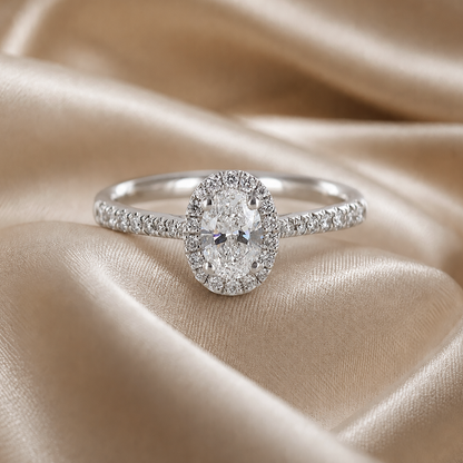 Oval Diamond Halo Engagement Ring