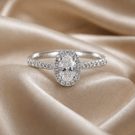 Oval Diamond Halo Engagement Ring