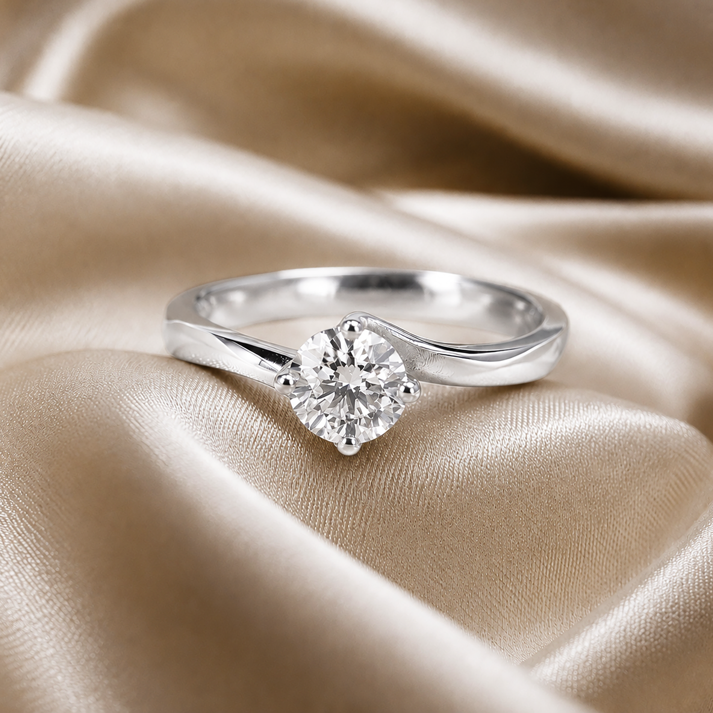 Diamond Solitaire Twist Engagement Ring