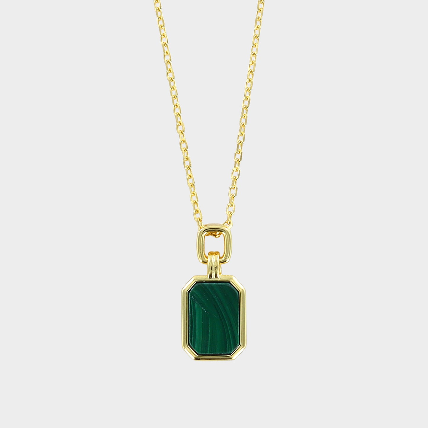Octagonal Malachite Sterling Silver & Gold Plated Pendant
