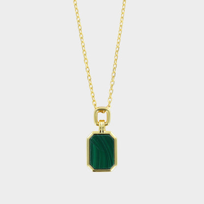 Octagonal Malachite Sterling Silver & Gold Plated Pendant