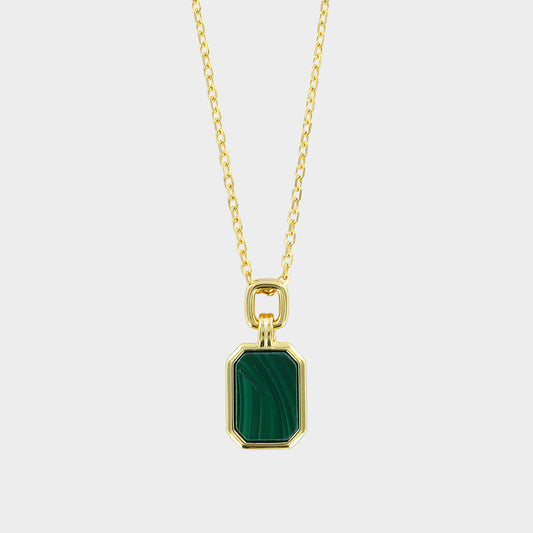 Octagonal Malachite Sterling Silver & Gold Plated Pendant