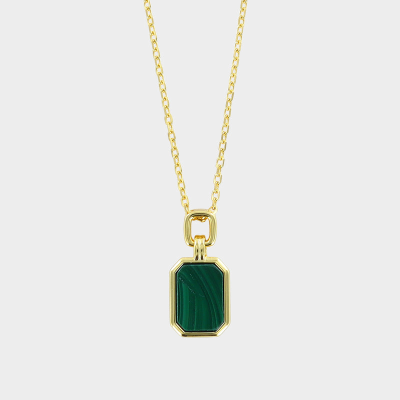 Octagonal Malachite Sterling Silver & Gold Plated Pendant