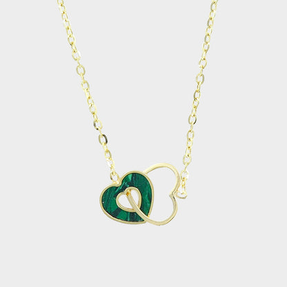 Malachite & 9ct Gold Heart Necklace