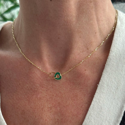 Malachite & 9ct Gold Heart Necklace