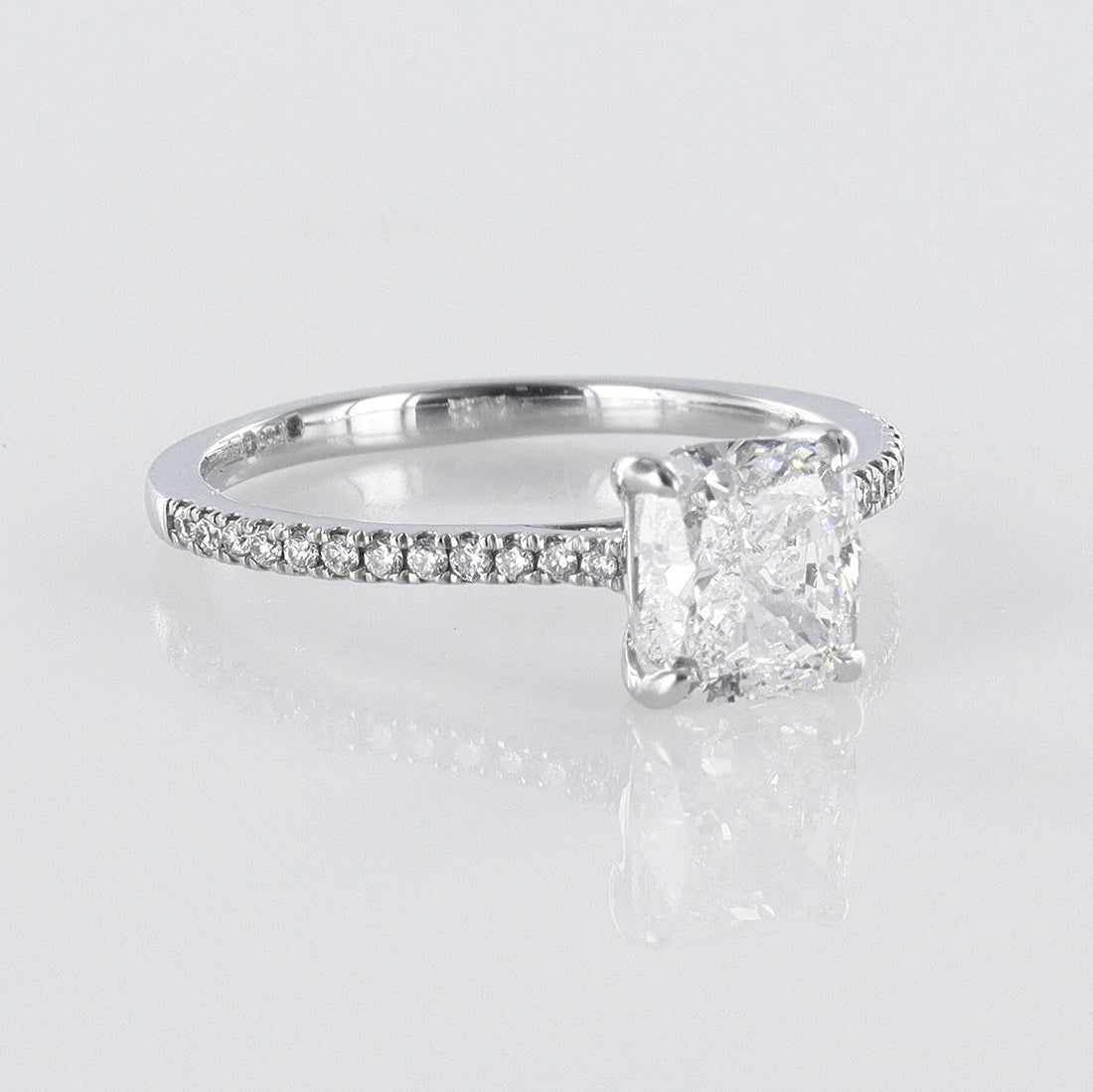 Cushion-Cut GIA Certified Diamond-Set Platinum Ring