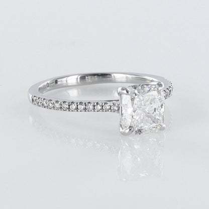 Cushion-Cut GIA Certified Diamond-Set Platinum Ring