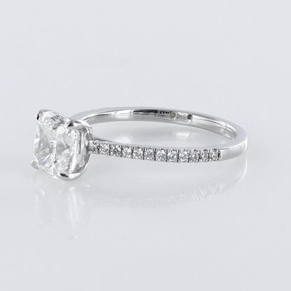 Cushion-Cut GIA Certified Diamond-Set Platinum Ring