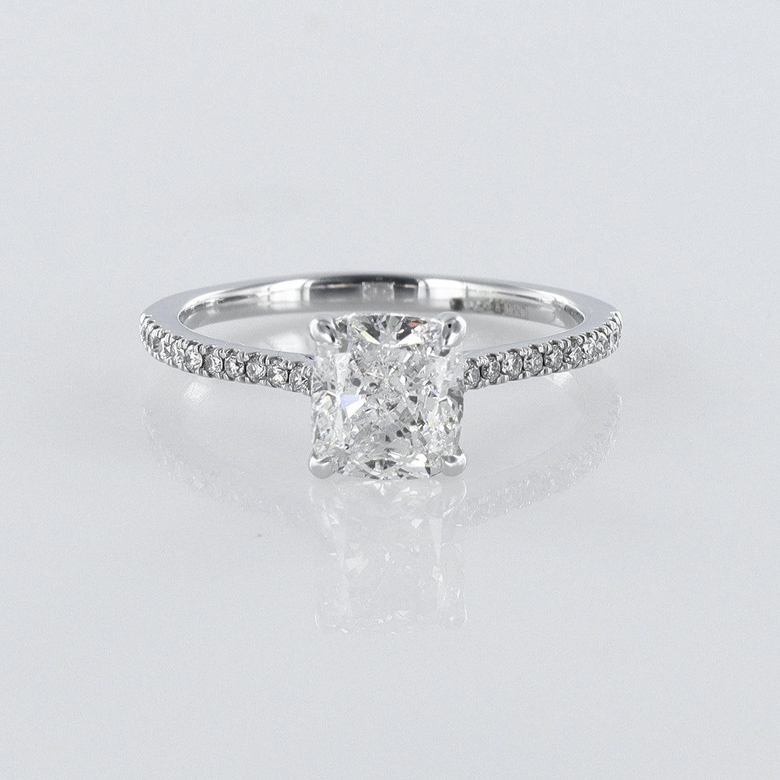 Cushion-Cut GIA Certified Diamond-Set Platinum Ring