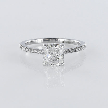 Cushion-Cut GIA Certified Diamond-Set Platinum Ring