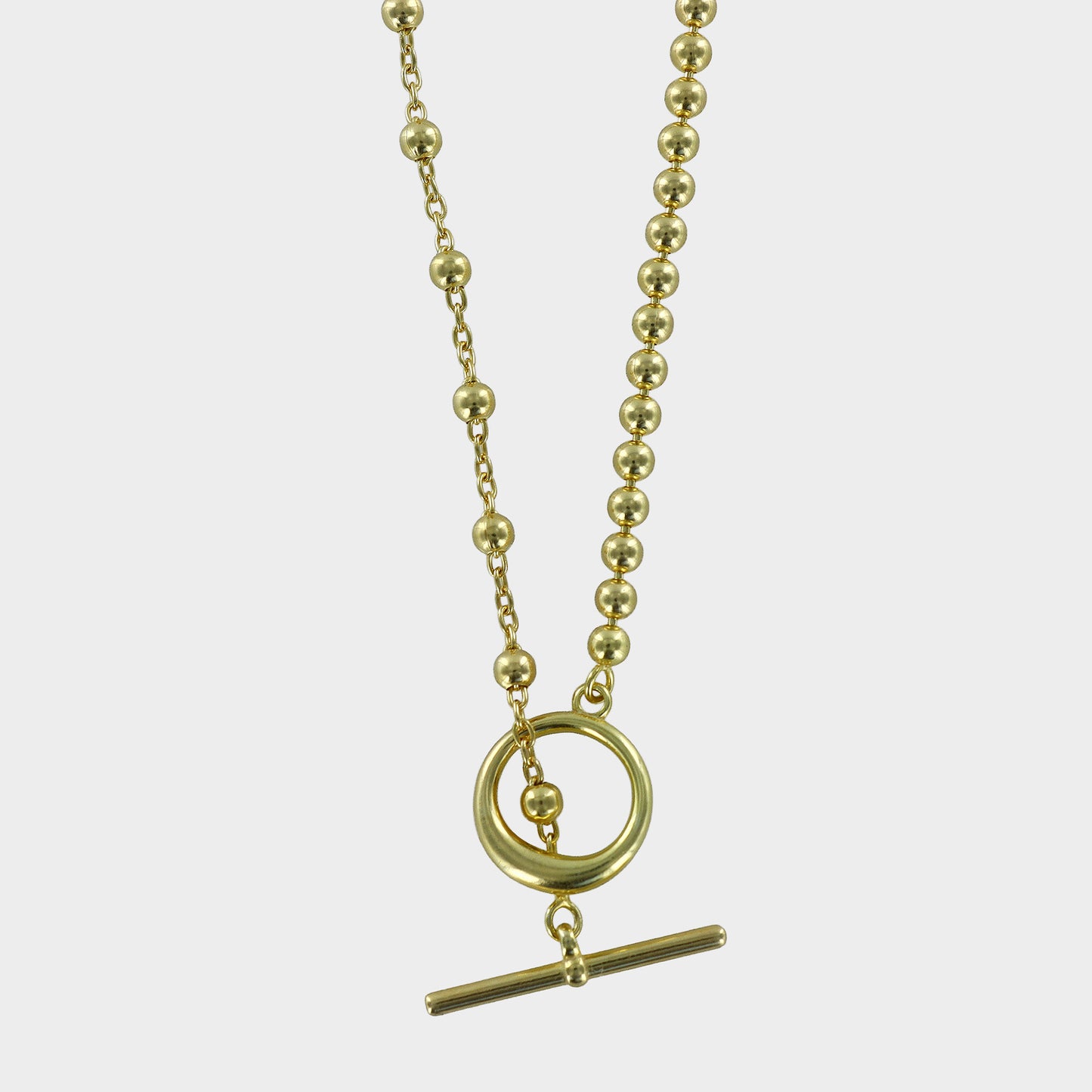 Sterling Silver Gold Plated Ball & T-Bar Necklace