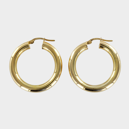 Polished 9ct Yellow Gold Hoops 25mm