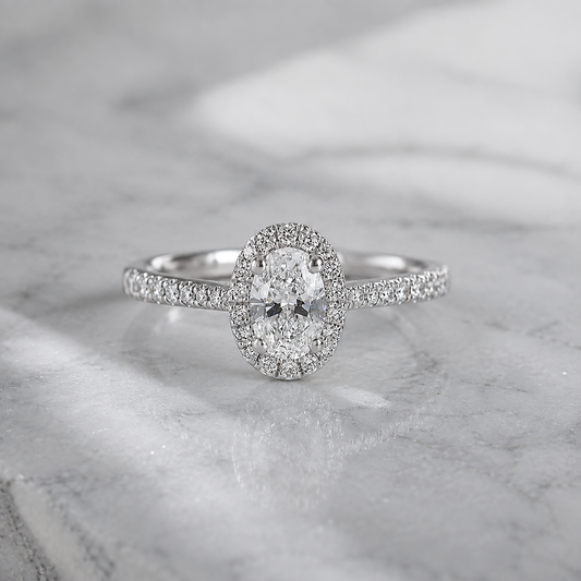 Oval Diamond Halo Engagement Ring