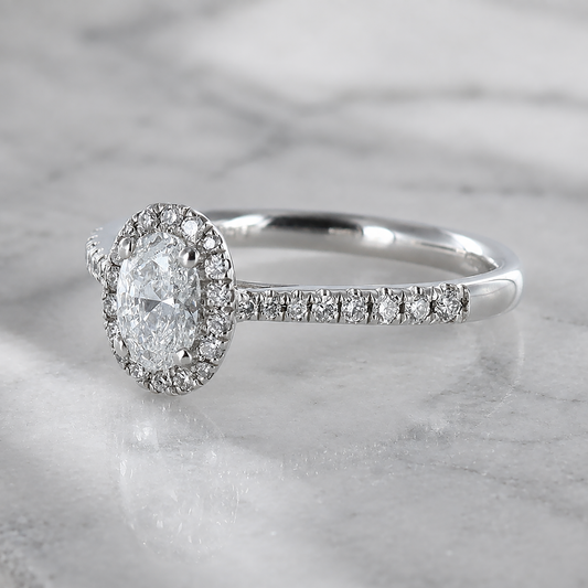 Oval Diamond Halo Engagement Ring