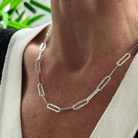 Diamond Cut Paper Link Chain 925 Sterling Silver